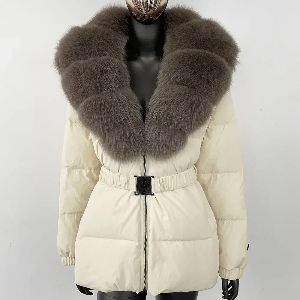 Chaud naturel col de fourrure de renard véritable manteau de fourrure épais femmes vêtements d'extérieur décontracté canard doudoune 2025 nouvelle mode d'hiver doudoune