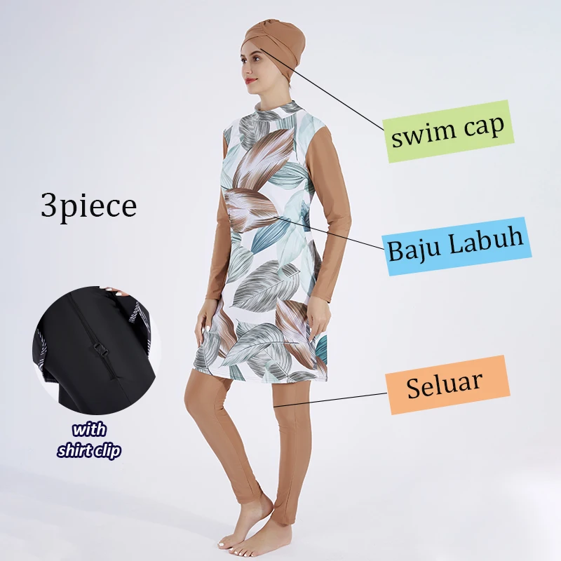 Muslim Modest Swimwear Women Swimsuit Hijab Islamic Long Sleeve Cover Ups Burkini Swimming Suit Hijabs For Woman Bathing Swim