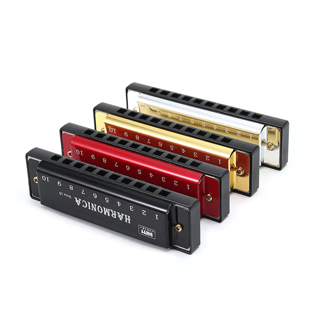 Portable Key of C 10 Hole Harmonica Metal with Box Mouth Organ Rectangle Beginner Teaching Diatonic Harmonica Students