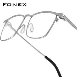 FONEX Titanium Glasses Frame Men Brand Design Square Ultralight Eyeglasses Japanese Ultralight-Weight High Quality Eyewear 85741