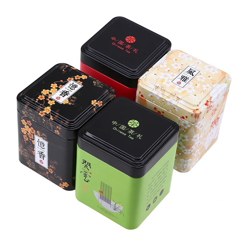 WCIC-Tea Caddies Chocolate Storage Box, Iron Tin Box for Candy Biscuit Cookie, Retro Chinese Coffee Can for Gift Tea Caddies