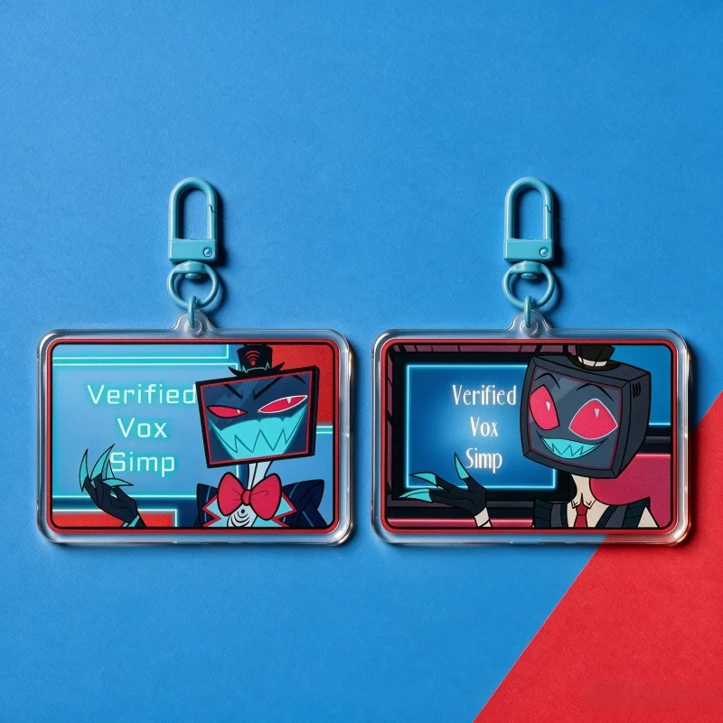 Hazbin Hotel Vox Verified Simp Acrylic Keychain Double Sided Print Anime Pendant Bag Charm Gift for Helluva Boss Fans