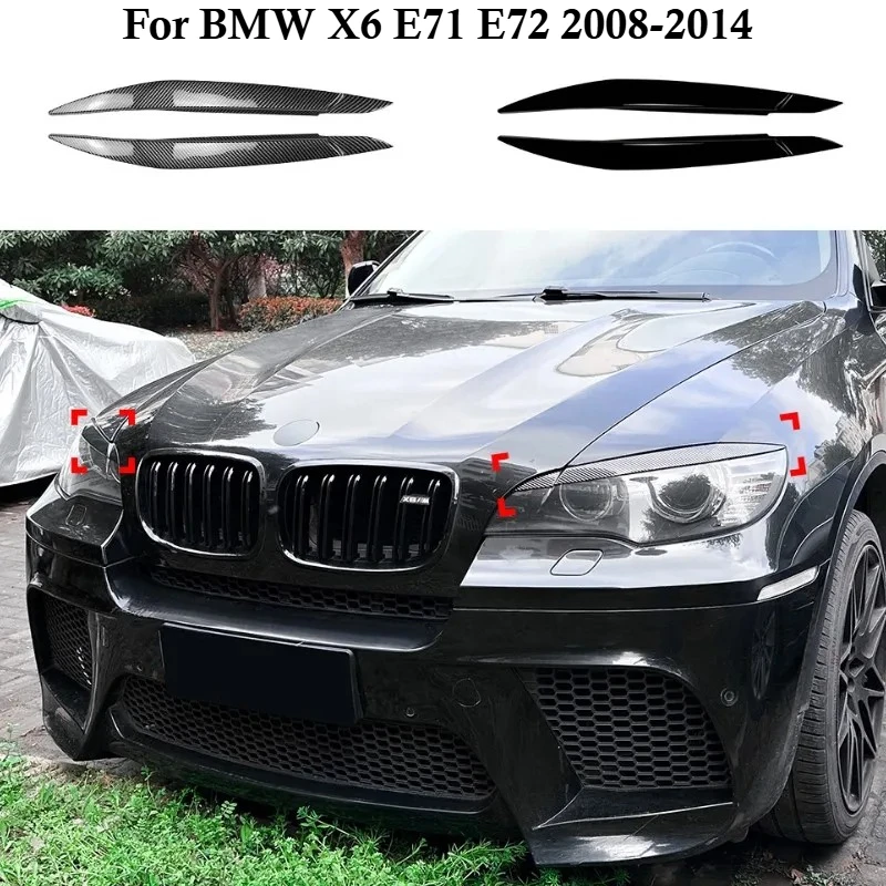 

Car Front Headlight Eyebrows Cover Trim For BMW X6 E71 E72 2008-2014 Head Lamp Eyelids Exterior Auto Body Kits Car Accessories