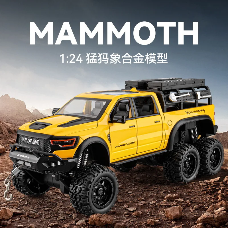 

1:24 Mammoth Off-Road Vehicle Sound and Light Six Doors Pull Back Children's Toys Gifts Diecast Alloy Car Model Collectible