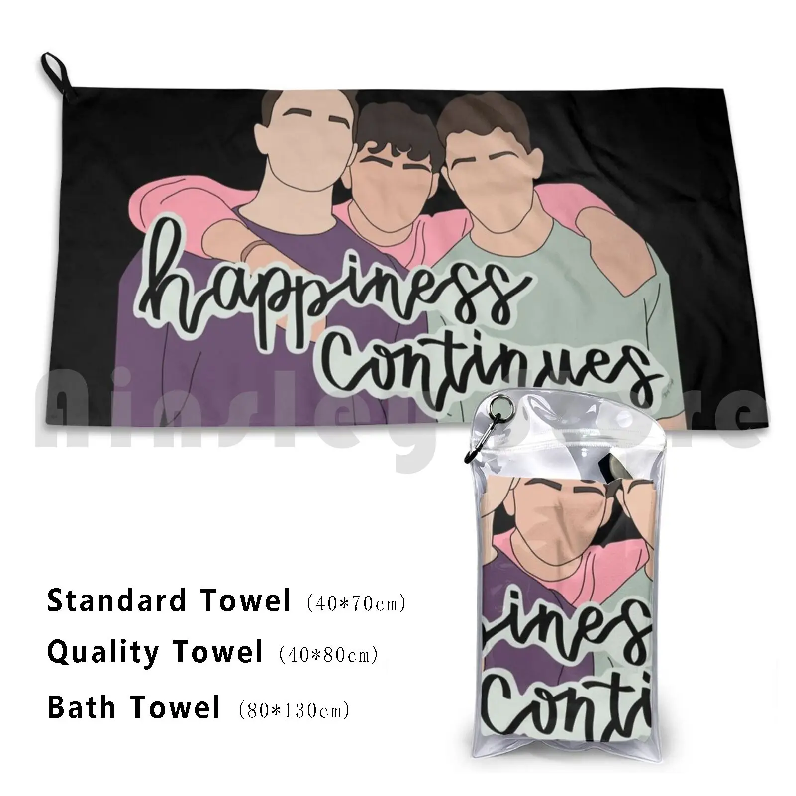 Happiness Continues Bath Towel Beach Cushion Happiness Begins Happiness Continues Jonas Brothers Jobro Jonas Nick