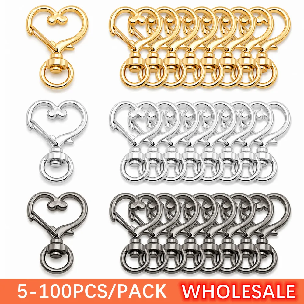 5/50/100 Pcs Heart Shaped Spring Keychains, For Handbags DIY Bags Keychains Card Holders and DIY Craft A Perfect Gift for Day