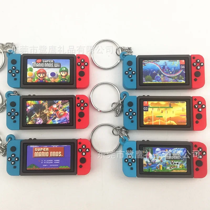 Super Mario Anime Figure Switch schermo di gioco manico in plastica portachiavi borsa portachiavi ornamento accessori giocattoli per bambini regali