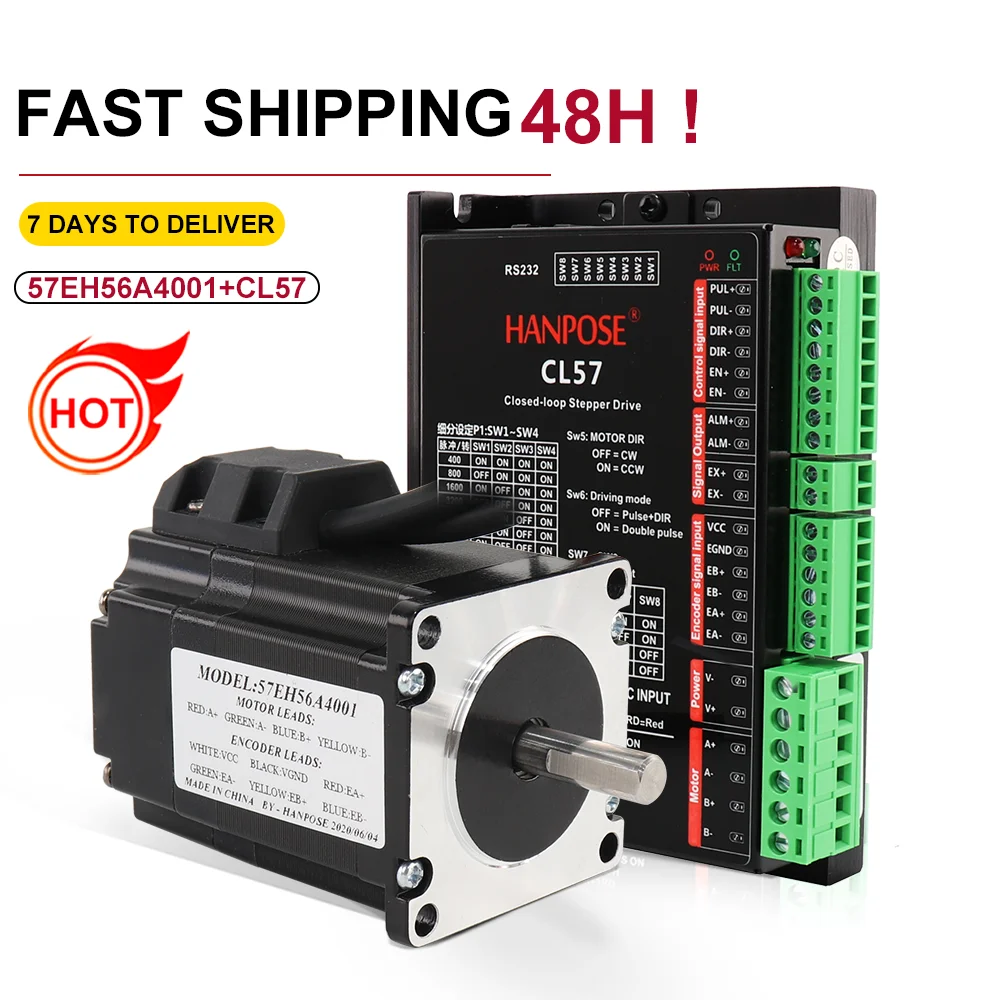 

57EH56A4001+CL57 Hybrid Step-servo Driver CNC Controller Kit Nema23 Closed Loop 1.3N.m Servo motor Stepper Motor nema23