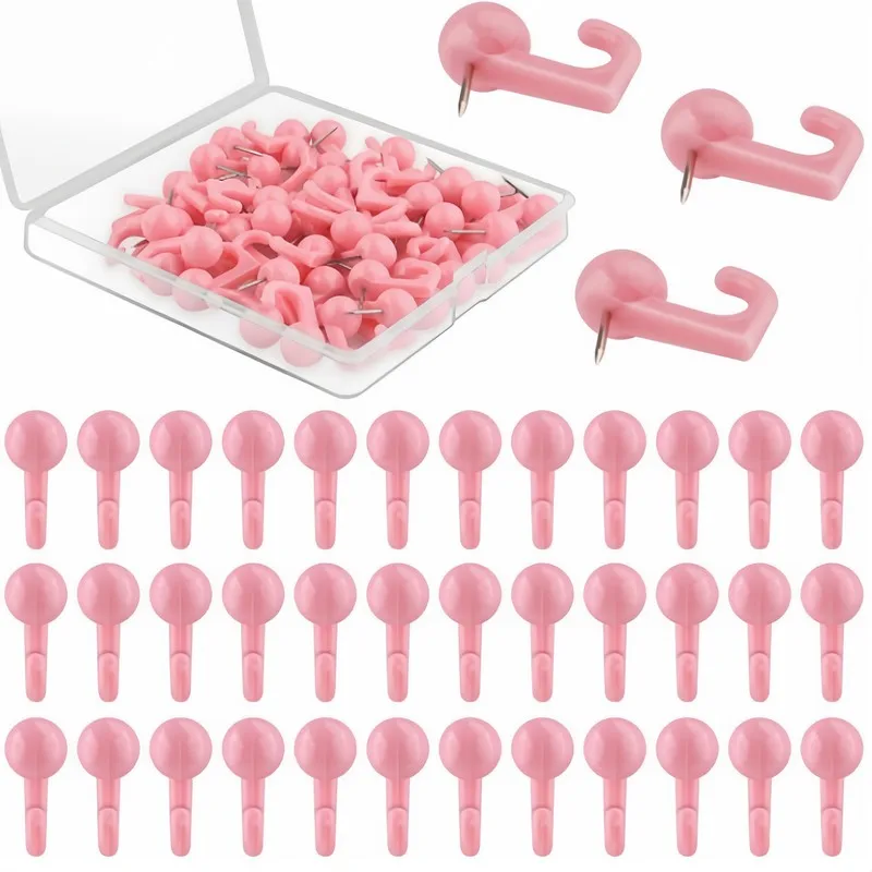 22 pcs Random Color Push Pin Hooks, Sturdy and Easy to Install, for Photo Walls, Corkboards and Calendars