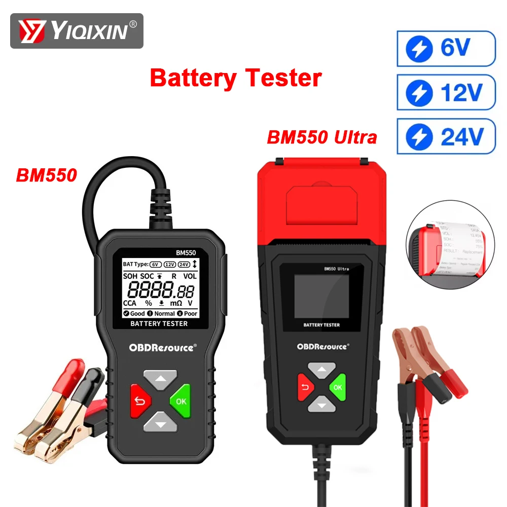 BM550/BM550 Ultra Car Battery Tester 6V/12V/24V 100-2000 CCA Battery Analyzer Diagnostic Tool for Car Truck  With Printer Tool