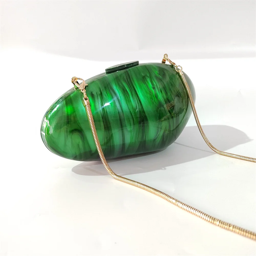 Pearl Marble Green Acrylic Box Clutches Handmade Shell Evening Female Lady Beach Summer Travel Party Bolsos Handbags Wallets