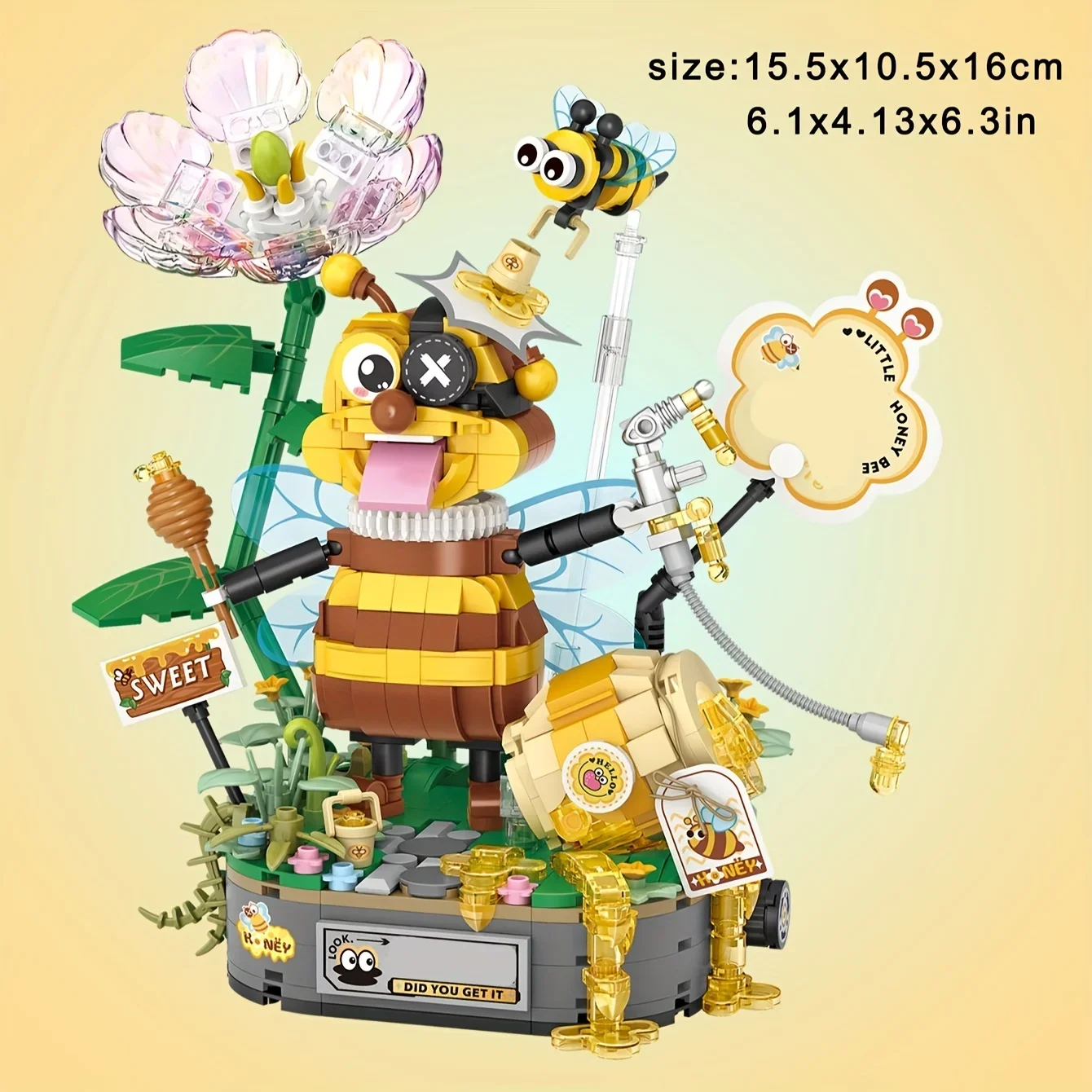 Sweet Cute Honey Bee Flower Mini Building Blocks Home Decoration Educational Toys Exercise Hands-on Ability