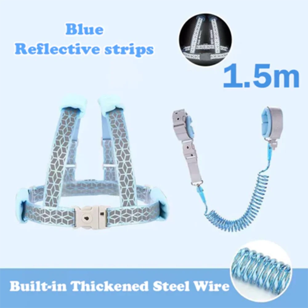 

Ремень безопасности для малышей из стальной проволоки, дышащий регулируемый детский ремень 2 в 1, мягкий удобный ремешок на запястье с защитой от потери