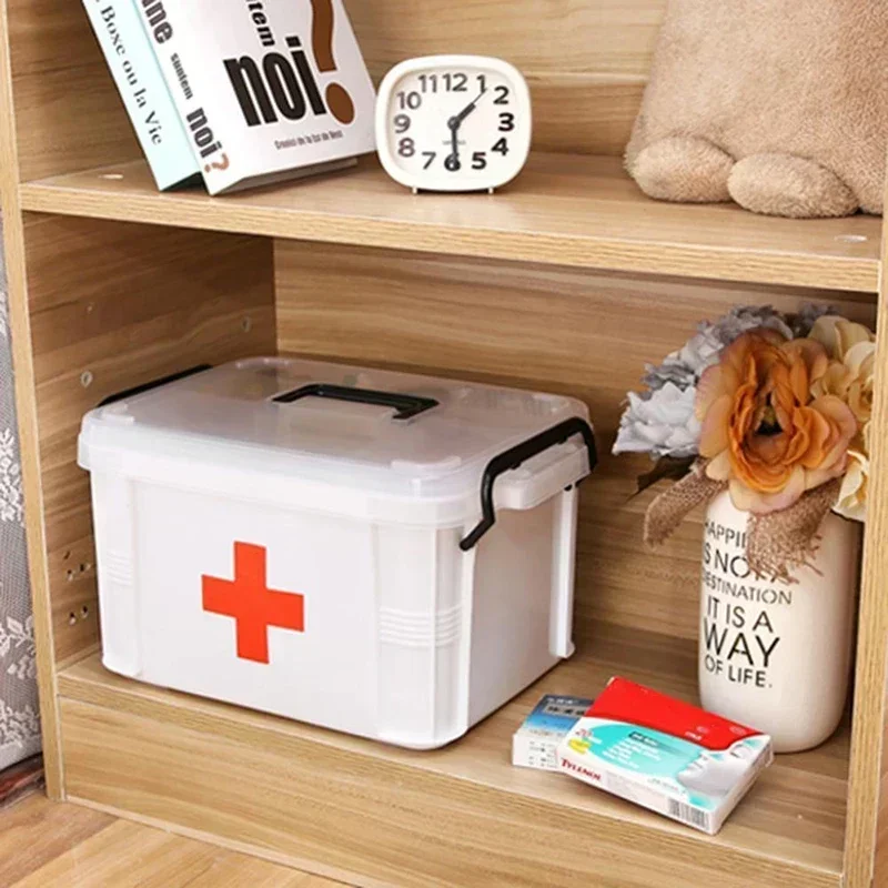 First Aid Kit Medicine Storage Box Portable Emergency Box Household Double Layers Medicine Boxes Medical Kit Storage Organizer