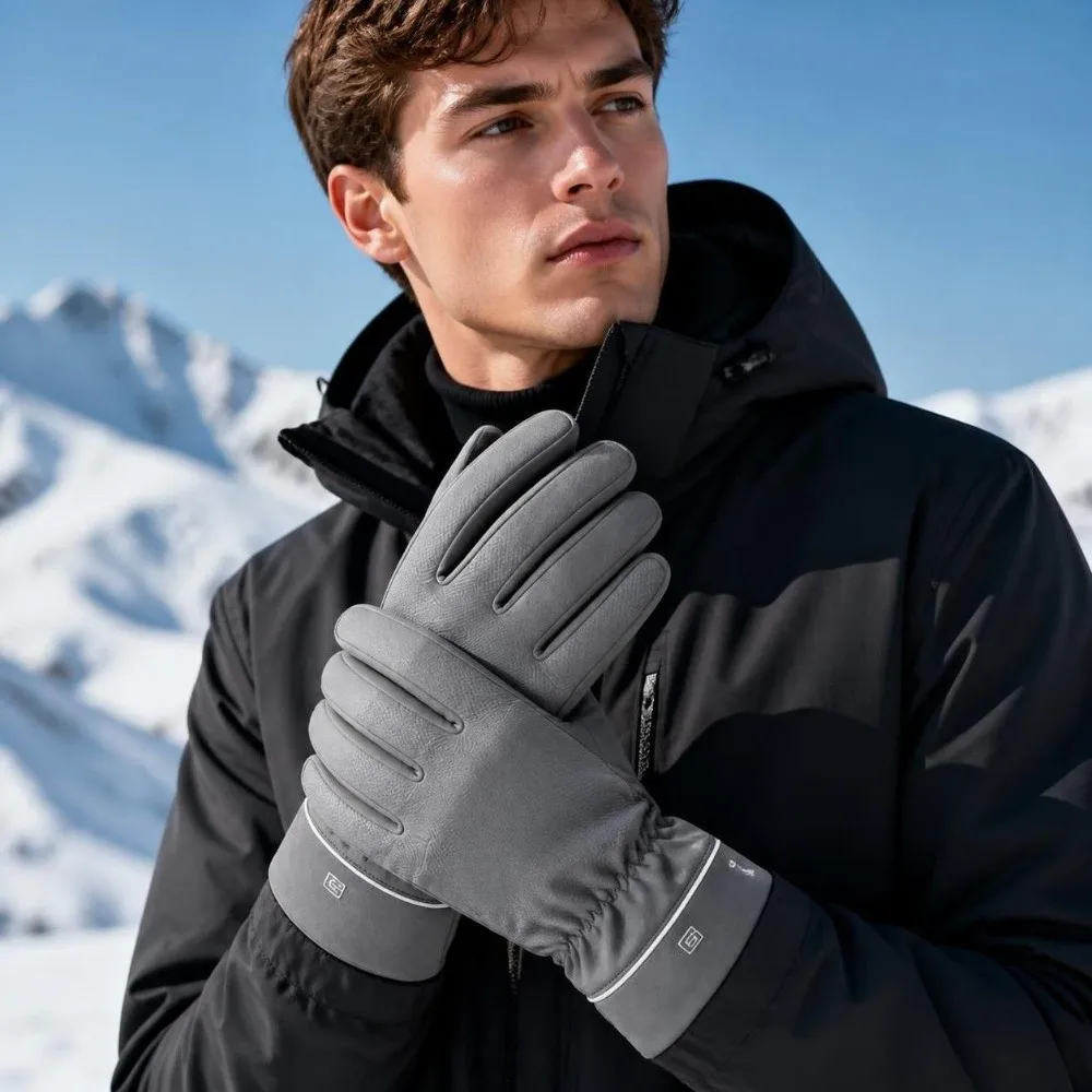 New Double-Layer Winter Thermal Gloves Non-Slip Waterproof Touch Screen Gloves Thick Warm Windproof Ski Gloves Men Women