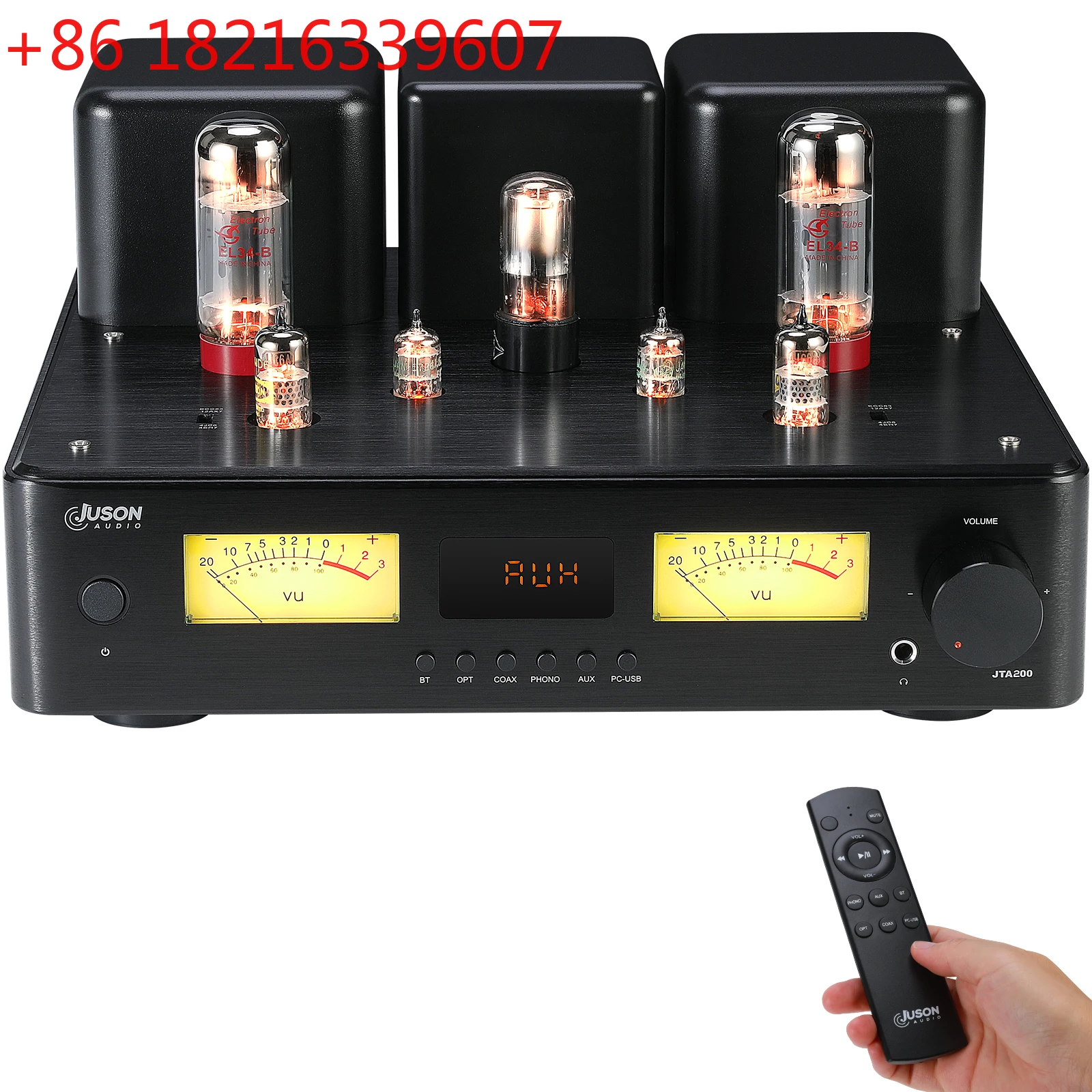 Power EL34 HiFi Hybrid Tube Amplifier with BT5.4 Phono Coax AUX Opt PC-USB Input Headphone Sub Out