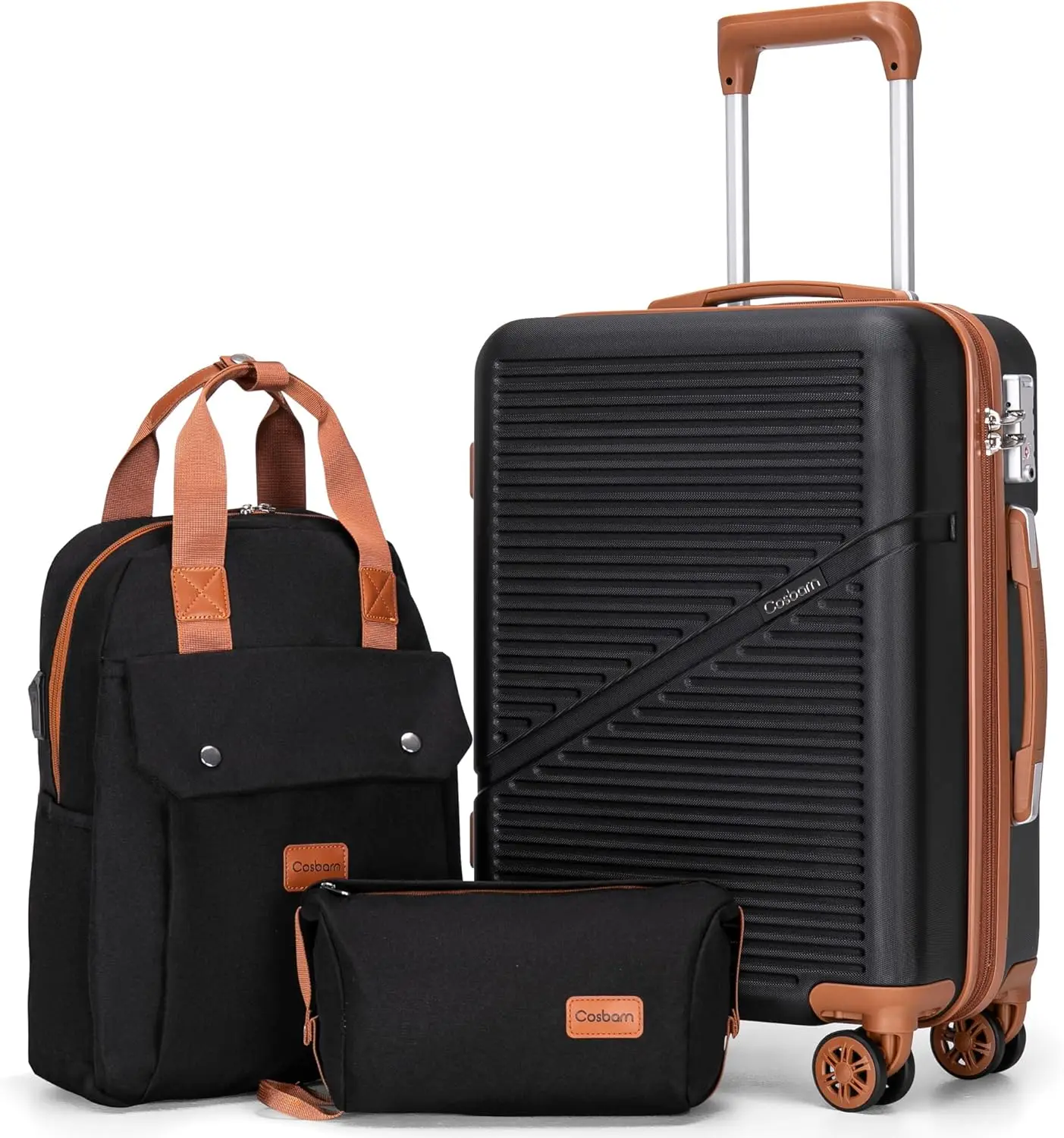 

3-Piece 20 Inch Lightweight ABS Carry-On Luggage Set with Wheels, TSA Lock, Waterproof & Airline Approved