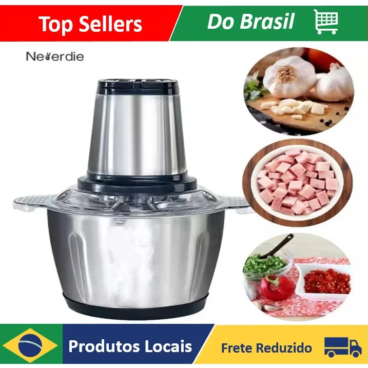 Moedor de carne elétrico 2l de aço inoxidável 304multifuncional com quatro lâminas liquidificador para cozinha doméstica