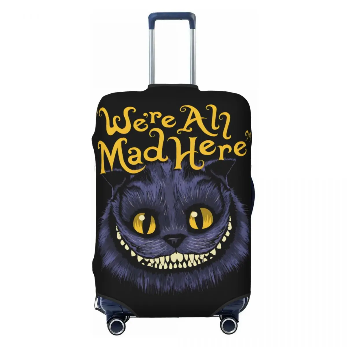 

Custom Cheshire Cat Suitcase Cover Washable We're All Mad Here Smile Travel Luggage Covers for 18-32 inch