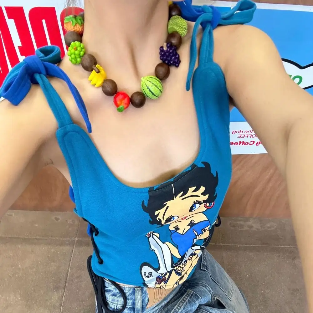 

Handmade Fresh Fruit Necklace Korean Style Minority Design Wooden Bead Necklace Jewelry Accessories Eye-catching