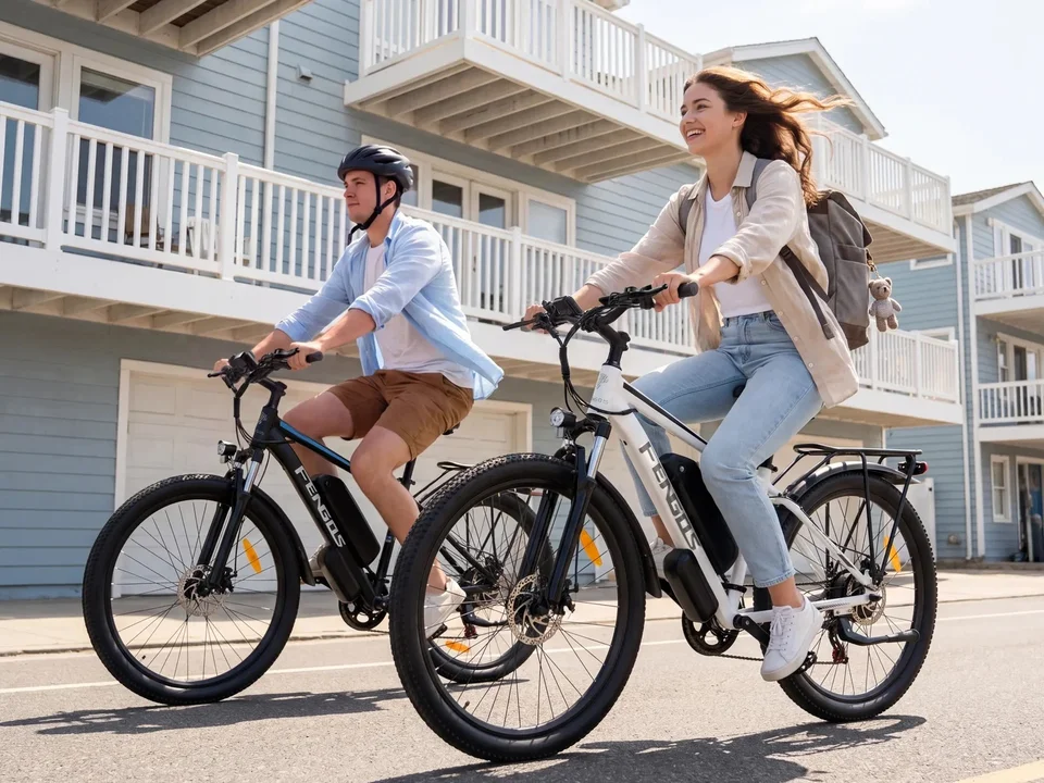 FENGQS 27.5" Electric Bike for Adults, 2000W Peak Power Motor Ebike, 35MPH 80Miles Electric Mountain Bike with 17.5AH Removable Battery-UL 2849, 21-Speed, White image 4