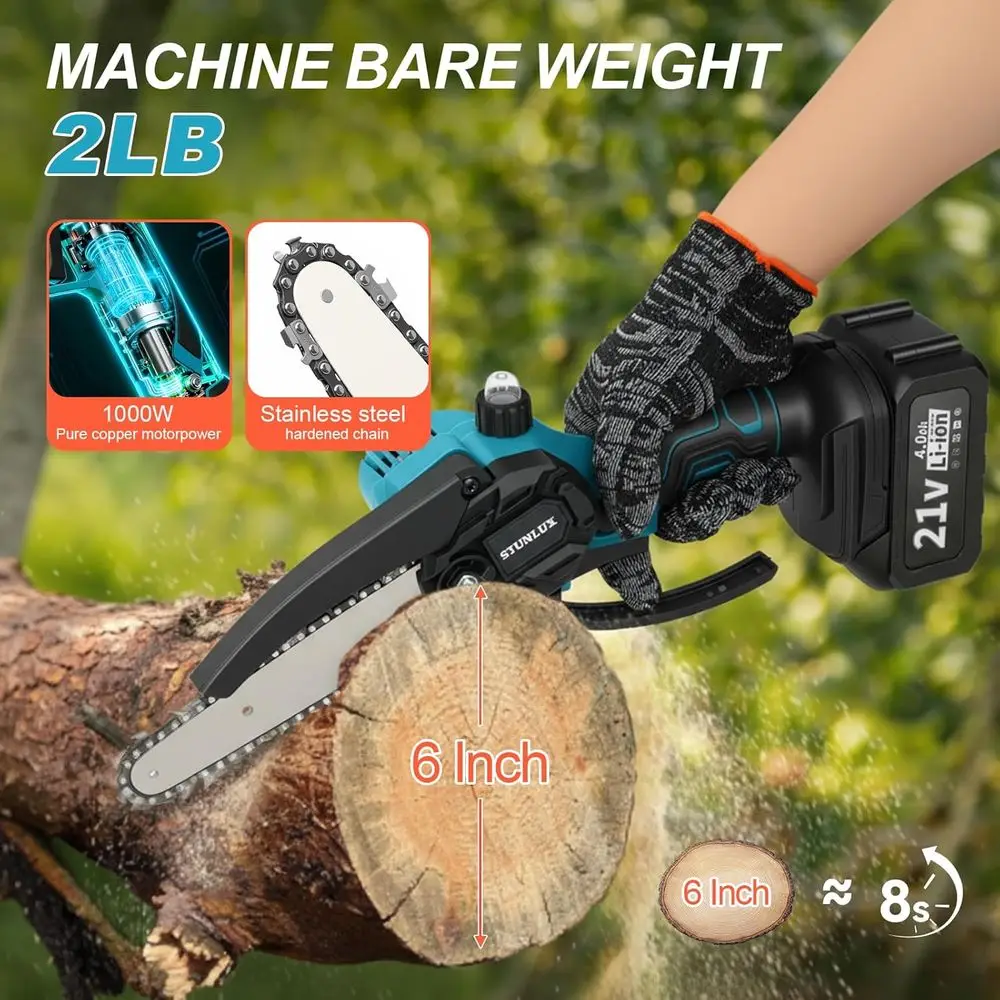 مجموعة منشار القطب اللاسلكي 4 في 1 ومقصات التقليم الكهربائية، ومقصات التقليم الكهربائية ومناشير عمود 6 بوصة لتقليم الأشجار بطول 7 أقدام