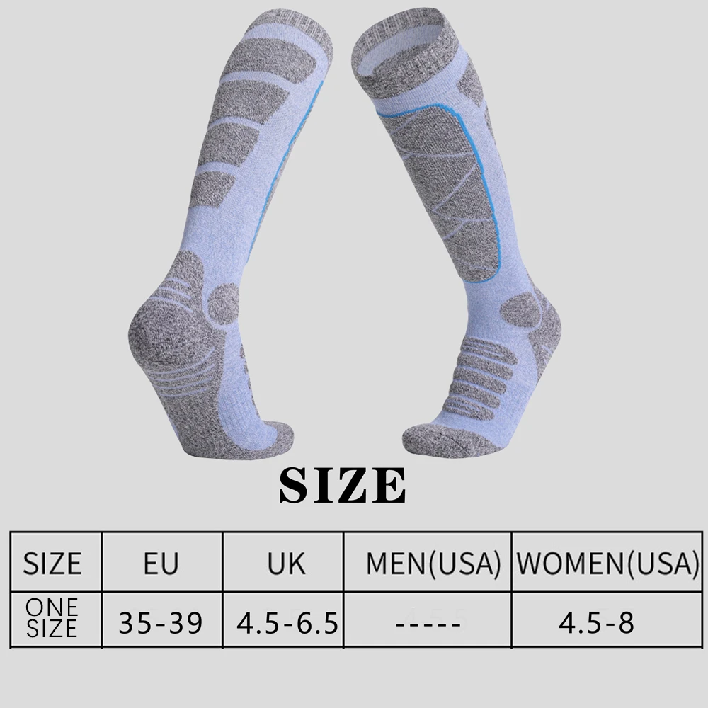1 par de meias térmicas de esqui femininas mistura de algodão almofada pesada caminhadas meias umidade wicking tempo frio meias quentes