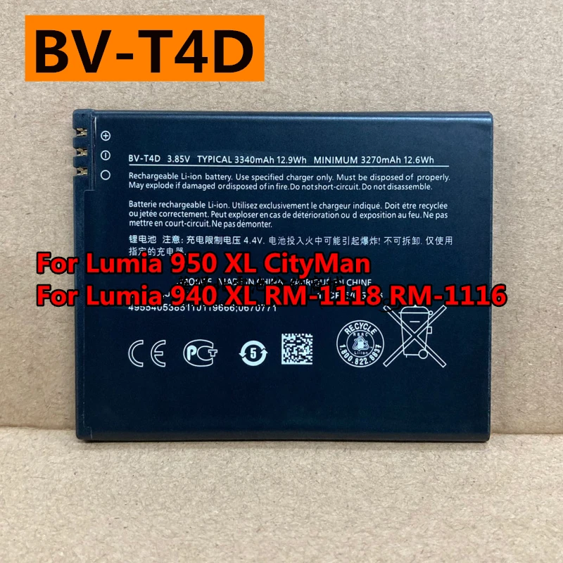 Original BV-T4D 3340mAh Replacement Battery For Nokia Microsoft Lumia 950 XL CityMan Lumia 940 XL RM-1118 RM-1116 BVT4D BV T4D