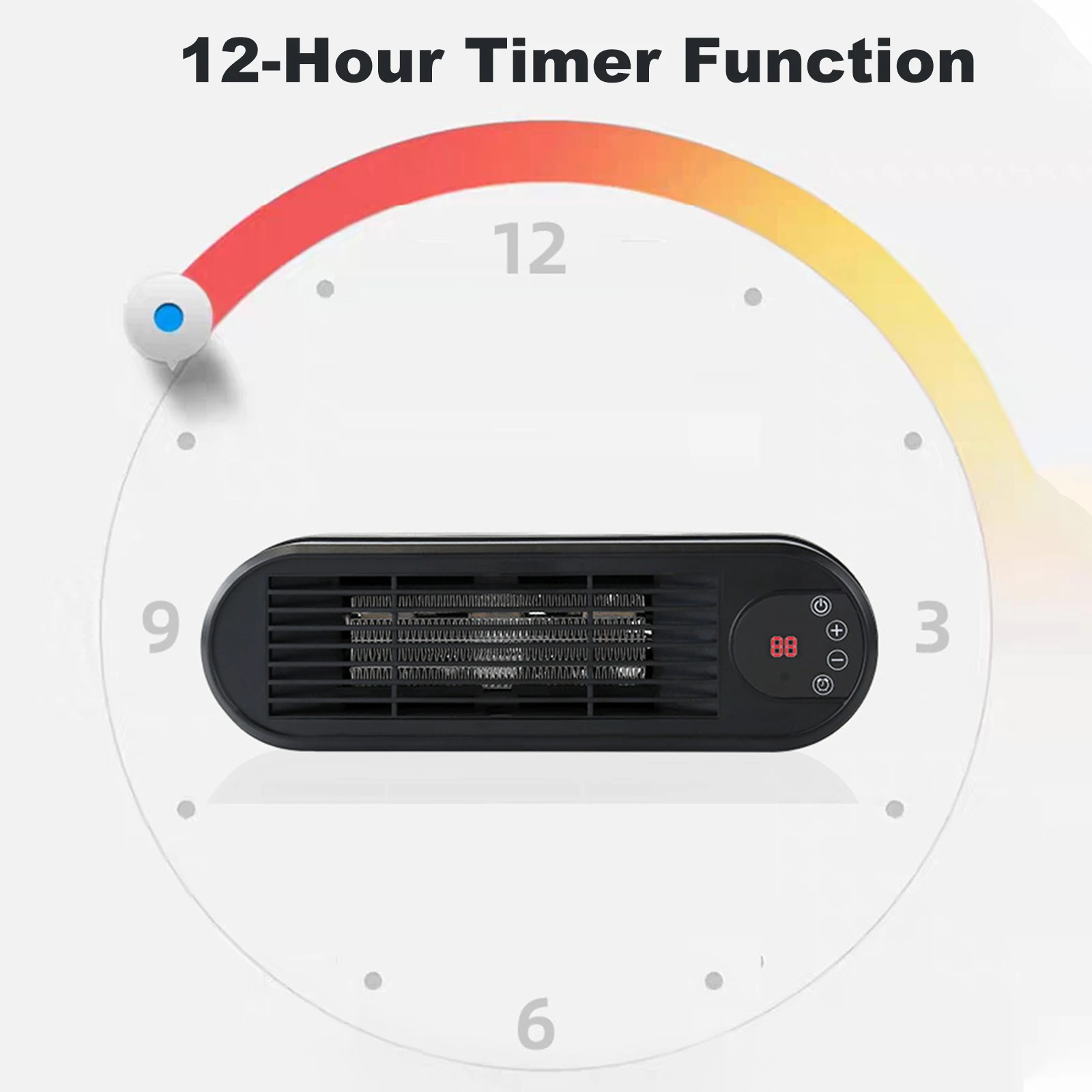 

PTC Electric Heater with Remote 12H Timer Desktop Heater Small Heater for Bathroom Home Office