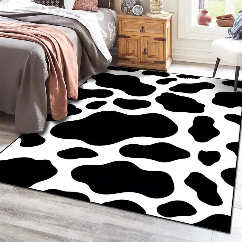 Black and White Pattern Living Room Bedroom Carpet Bedside Bathroom Floor Mat 15 Sizes Custon Pattern Area Rug Bedroom Decor