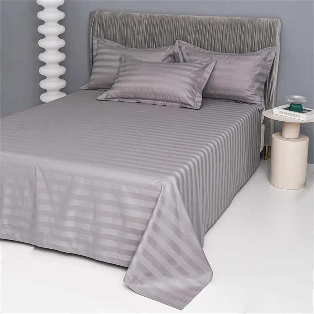 Svetanya Stripes Cotton Bedding Set Embroidery Hotel Bed Linens Queen Flat/ Fitted Sheet Duvet Cover Sets