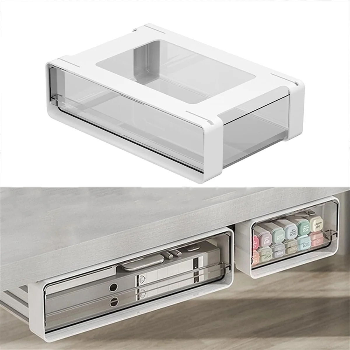 Paper Plate Holder, Under Cabinet Drawer Organizer, Plastic Storage Organizer for Kitchen Cabinet, Cabinet Accessories-A