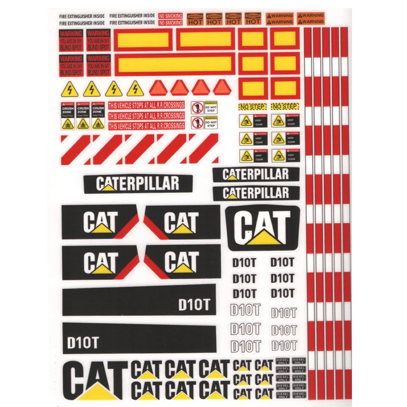 CAT Sticker JDM 98 D10T RC Bulldozer Sticker 1/14 Hydraulic RC Bulldozer Model Decoration Waterproof Sticker D10T