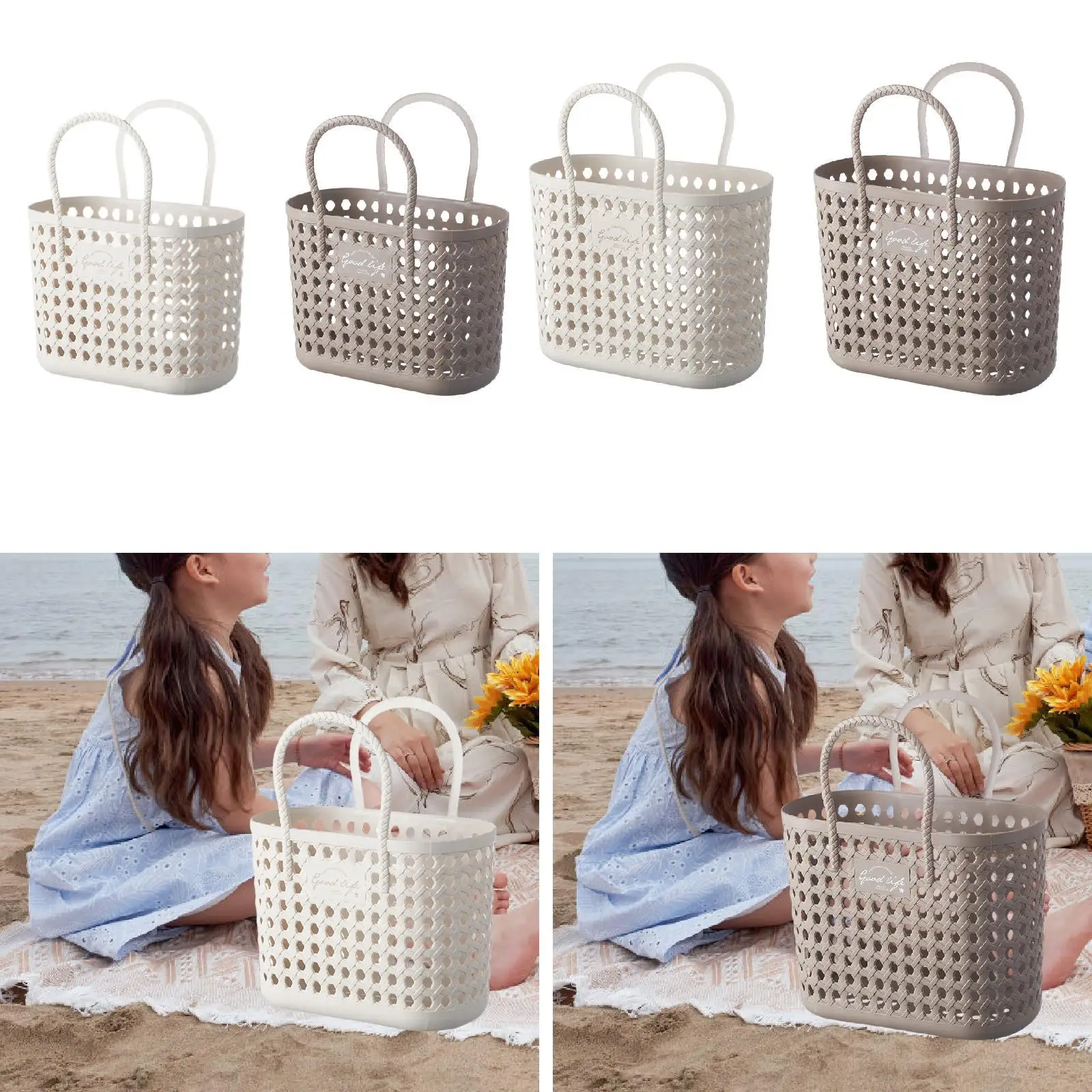 

Корзина для душа, многофункциональная портативная с ручками, практичная прочная сумка для хранения быстрого слива для лагеря, дома, пляжного общежития, тренажерного зала