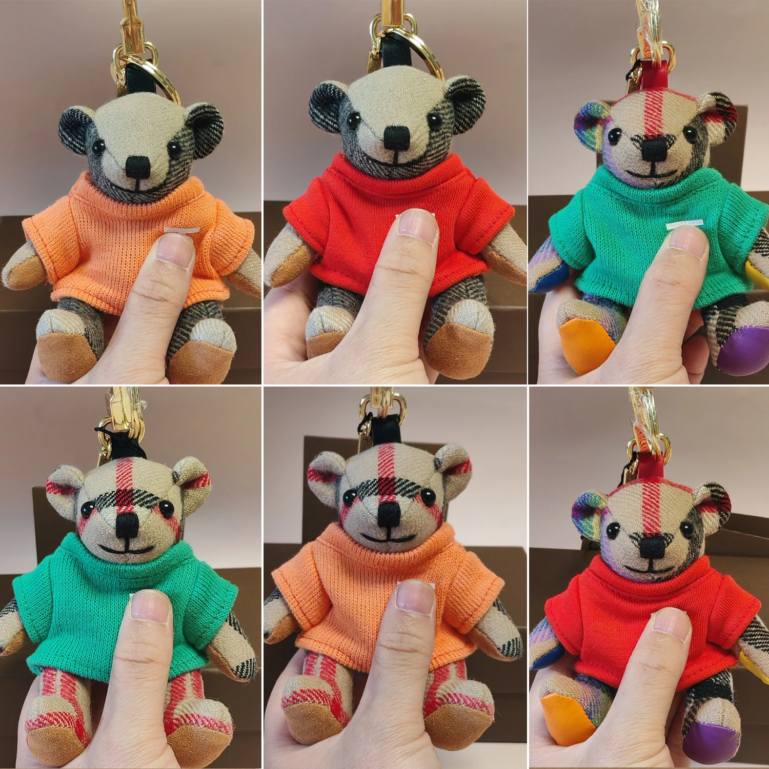 

Bur Fashion Trendy Cute Bear Pendant Kashmir Pattern Handmade Plush Bear Gabadina Bear Car Decoration Pendant Keybag Charm