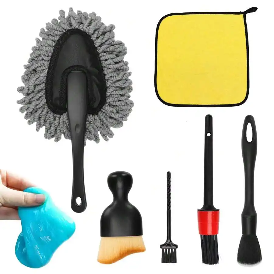 

Car Wash Kit,7pcs Car Interior Duster Detailing Brush Set Cleaning Gel Kit, Soft Microfiber Towels