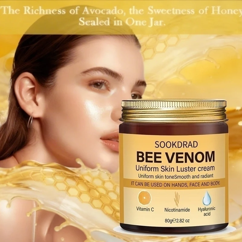Bee Venom Cream, Vitamin C + Niacinamide, Uniform Tone, Smooth Radiant, Hand/Face/Body, All Skin, 80g, Vibrant Daily Essential