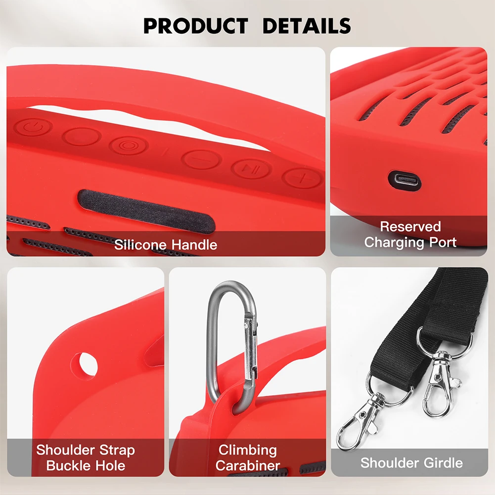 غطاء حافظة من السيليكون مع مقبض وحزام كتف حقيبة حمل واقية للسفر لـ Bose SoundLink Flex 2nd Gen