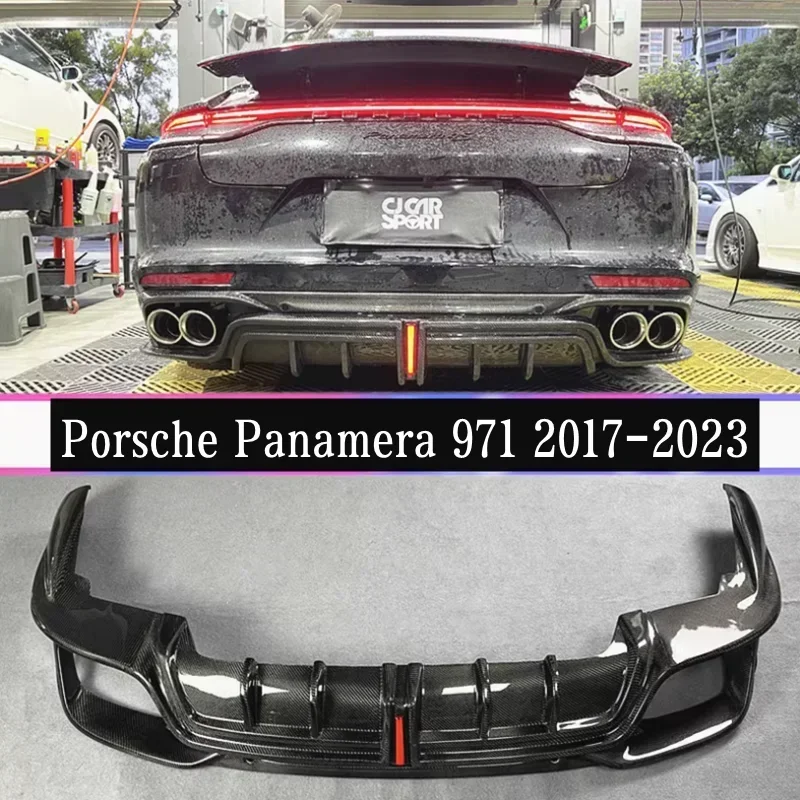 

Для автомобильного бампера Porsche Panamera 971 2017-2023 из настоящего углеродного волокна, бампер, задний диффузор, спойлер, выхлопной кузов (с искусственным дизайном)