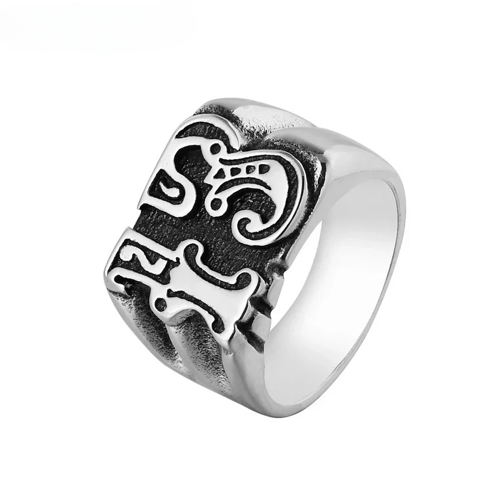 CHUANGCHENG Personalized Vintage Number 13 Men's Stainless Steel Ring Jewelry Sizes 7-13