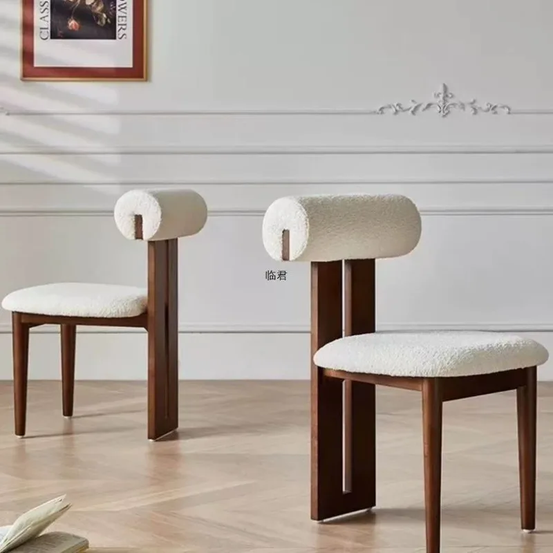 Nordic Light Luxury Solid Wood Dining Chair For Home Use Simple Soft Package Back Up Chair Modern Fashion Commercial Chair