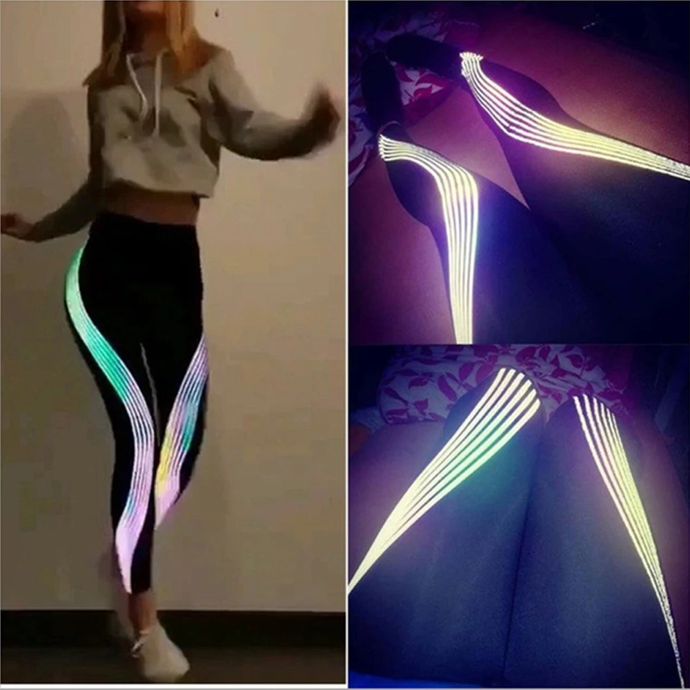 Nachtleuchtende Yoga Leggings Schnell Trockenen Yoga Hosen Frauen Leggins Sport Frauen Fitness Nacht Leuchtende Strumpfhosen Leggings Sport Fitness