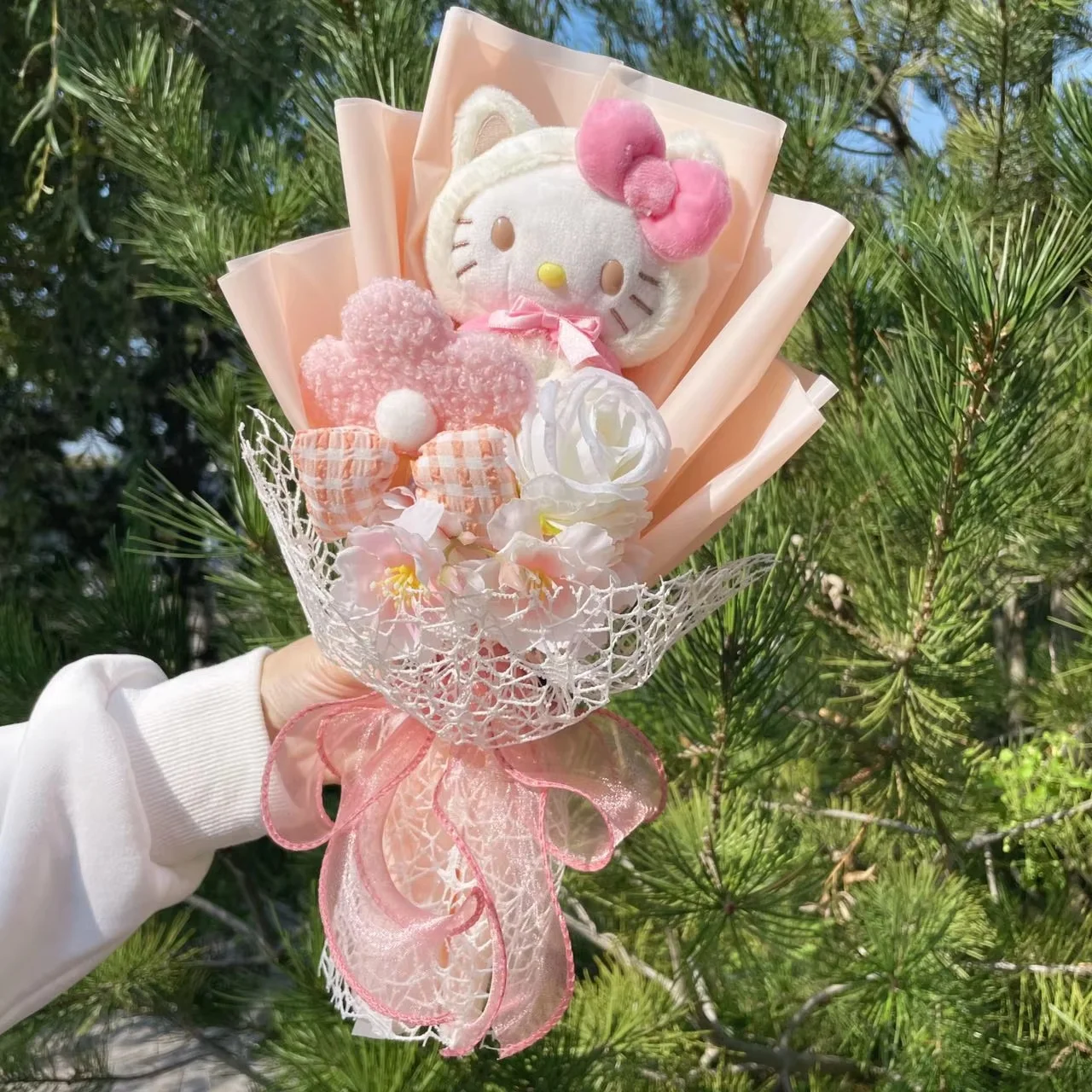 Cartoon My Melody Kuromi Cinnamoroll Kt Katze Plüschpuppe Kreativer Blumenstrauß Valentinstag Weihnachten Abschluss Geburtstagsgeschenk