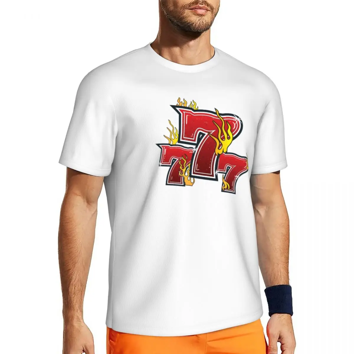 777 Lucky Slot Machine Numbers Jackpot Men's Short-sleeved Mesh Classic Loose Cool Comfortable T-Shirt