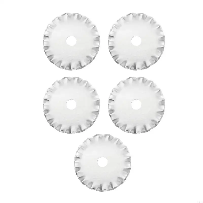 

5PCS Stainless Steel Rotary Cutter Head 28mm Wavy Circular Cutting Head for Fabric Leather Paper Cutting Sewing Craft X3UC