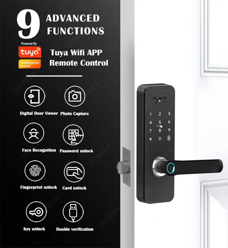 Home Electronics Tuya Wifi Digital Lock Door Face Recognition Outdoor Fingerprint Waterproof Smart Lock Card Code Keyless Lock