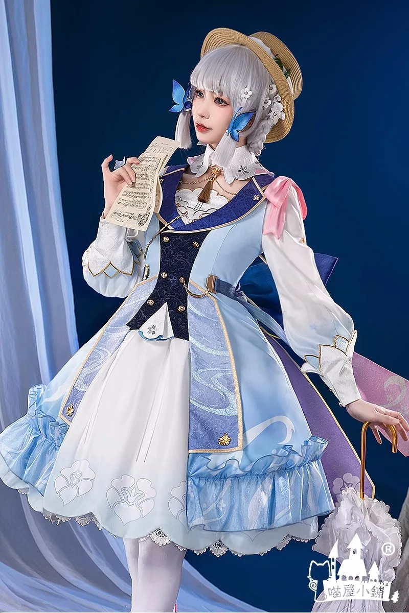 COS-KiKi-Costume Cosplay pour Femme, Tenue de ix, Genshin Impact Kamisato Ayaka, Temps de Floraison, Lettre Entrante, Jeu Trempé, Robe Lolita