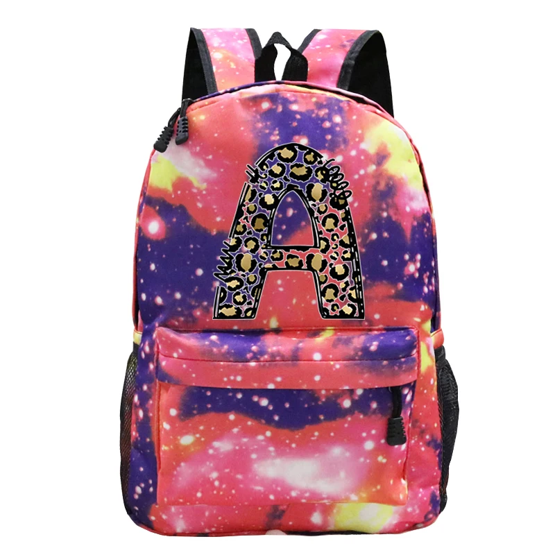 Leopard Alphabet Women Backpack Travel Casual Waterproof Shoulder Bags Female Large Capacity Handbag Rucksack Back To School