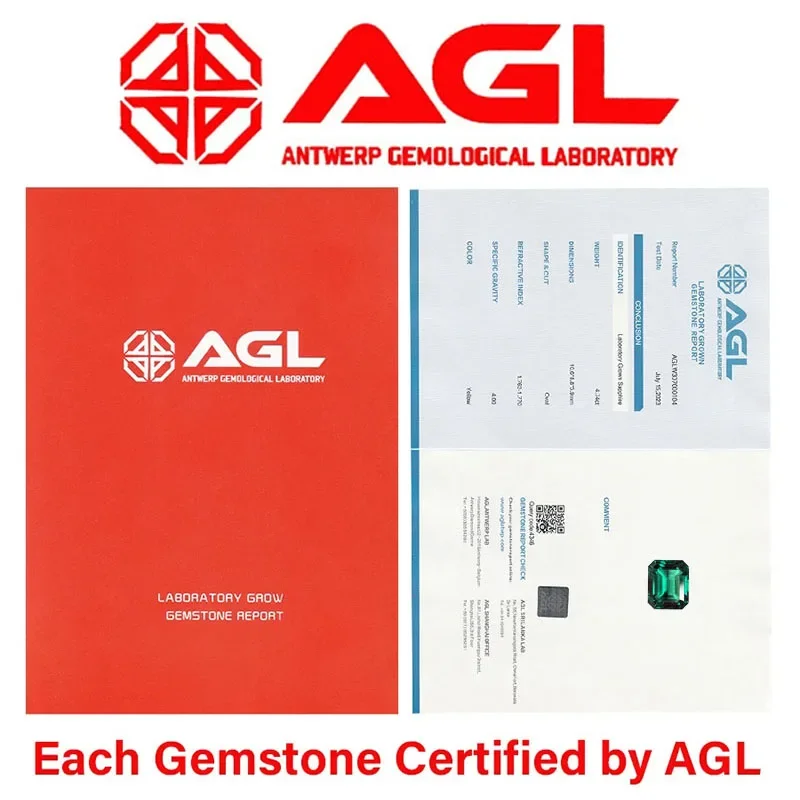 ラボグロウン ザンビア産エメラルド 長方形カット 水熱法手彫り ジュエリーセッティング＆カスタムデザイン選択可能 証明書付き