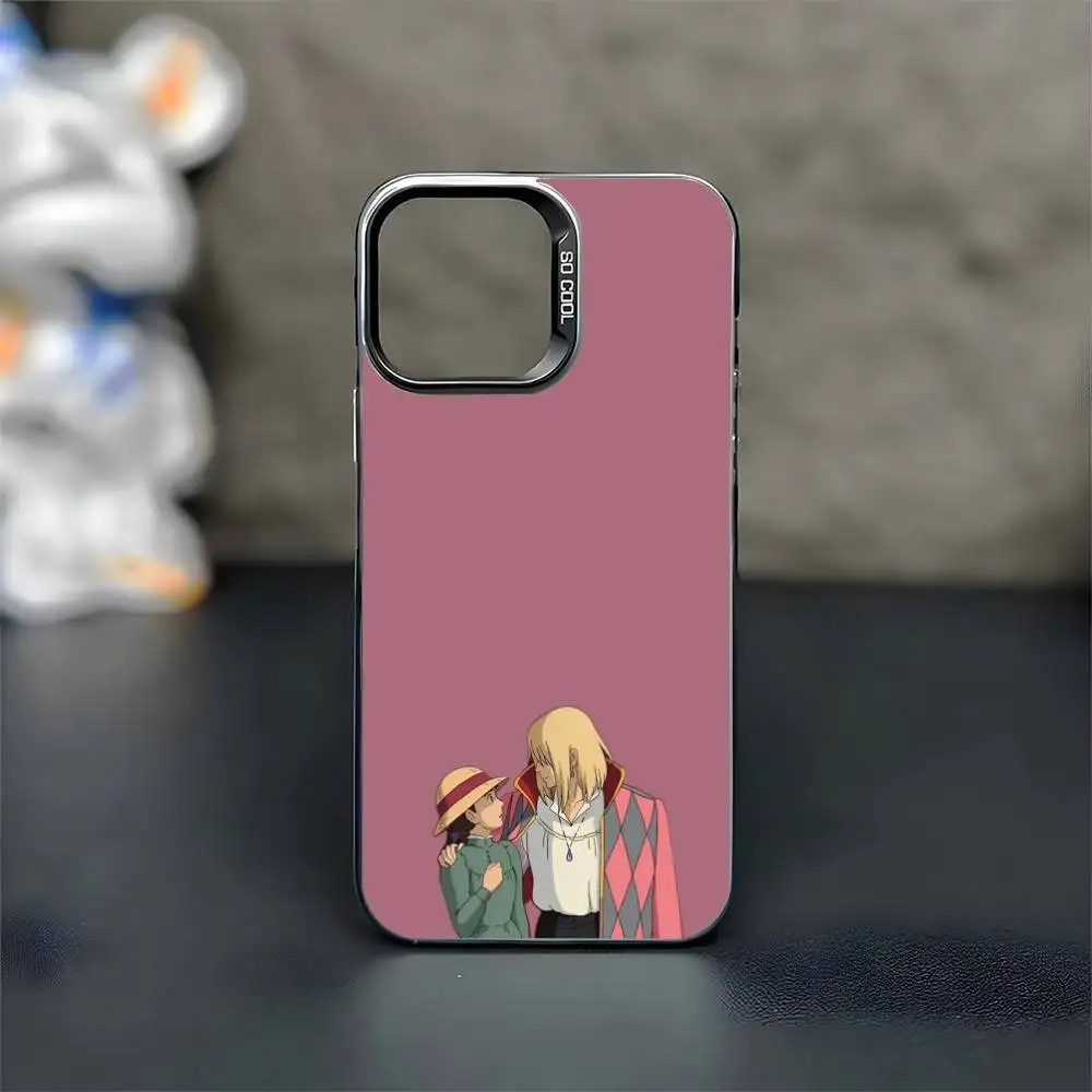 حافظة هاتف S-Sophie Moving Castle لهاتف iPhone 16,15,14,13,12,11,Mini,Pro,MAX غطاء أسود غير لامع مقاوم للصدمات